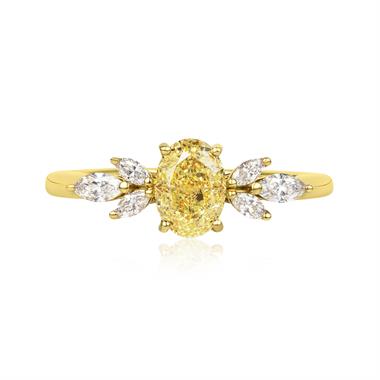 18ct Yellow Gold Yellow Oval Diamond Engagement Ring thumbnail