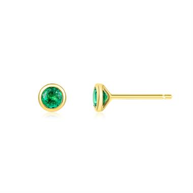 18ct Yellow Gold Emerald Stud Earrings thumbnail