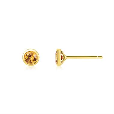 18ct Yellow Gold Orange Sapphire Stud Earrings thumbnail