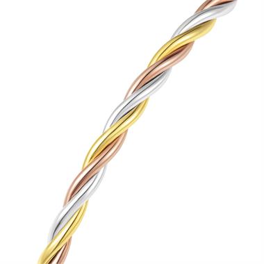 18ct Three Colour Gold Twist Oval Bangle thumbnail