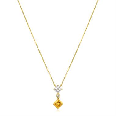 18ct Yellow Gold Yellow Sapphire Drop Necklace thumbnail