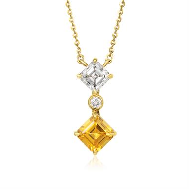 18ct Yellow Gold Yellow Sapphire Drop Necklace thumbnail