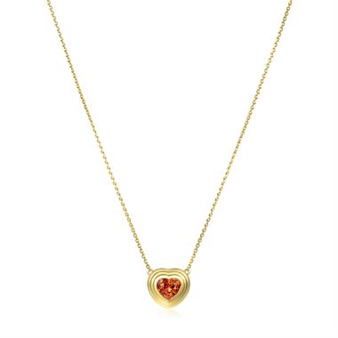 18ct Yellow Gold Green Mandarin Garnet Heart Necklace thumbnail