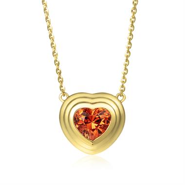 18ct Yellow Gold Green Mandarin Garnet Heart Necklace thumbnail