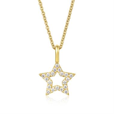 18ct Yellow Gold Diamond Star Necklace thumbnail