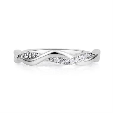 Platinum Plaited Diamond Set Shaped Wedding Ring 0.12ct thumbnail