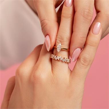 18ct Yellow Gold Marquise Diamond Engagement Ring 0.70ct thumbnail