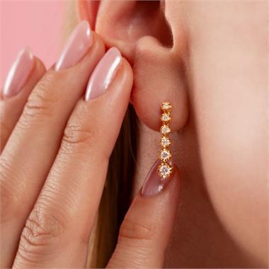 18ct Yellow Gold Diamond Drop Earrings thumbnail