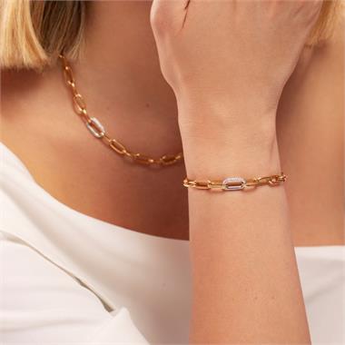 18ct Yellow Gold Diamond Set Paperlink Bracelet thumbnail