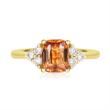 18ct Yellow Gold Mandarin Garnet and Diamond Ring thumbnail