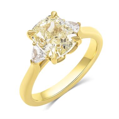 18ct Yellow Gold Yellow Cushion Diamond Engagement Ring 3.08ct thumbnail 