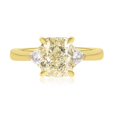 18ct Yellow Gold Yellow Cushion Diamond Engagement Ring 3.08ct thumbnail