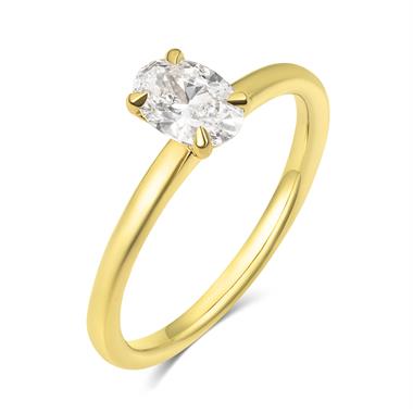 18ct Yellow Gold Oval Cut Diamond Solitaire Engagement Ring 0.60ct thumbnail