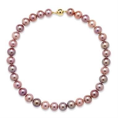 18ct Yellow Gold Graduated Pink Freshwater Pearl Necklace | 43cm thumbnail