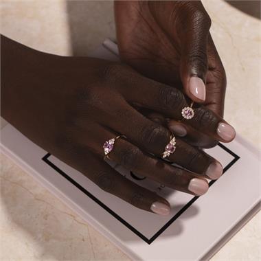 18ct Rose Gold Cushion Padparadscha Sapphire and Diamond Ring thumbnail