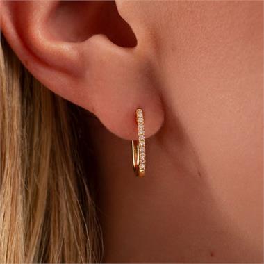 18ct Yellow Gold Oblong Diamond Hoop Earrings 0.23ct thumbnail