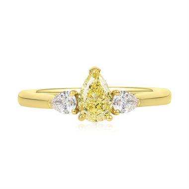 18ct Yellow Gold Yellow Pear Diamond Engagement Ring 0.71ct thumbnail