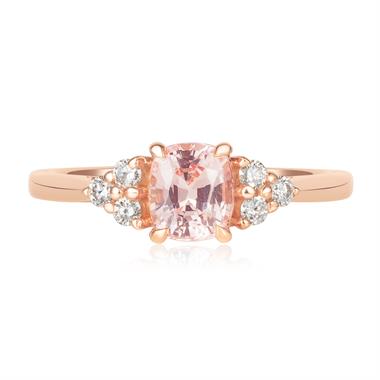 18ct Rose Gold Cushion Padparadscha Sapphire and Diamond Ring thumbnail