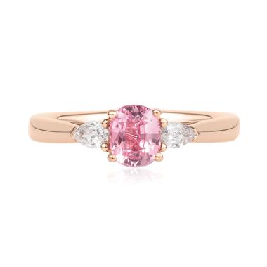 18ct Rose Gold Cushion Padparadscha Sapphire and Diamond Ring thumbnail