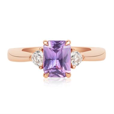 18ct Rose Gold Cushion Violet Sapphire and Diamond Ring thumbnail