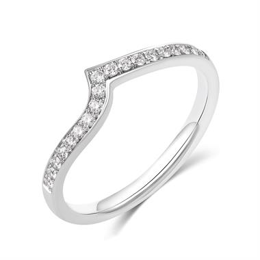 Platinum Diamond Set Shaped Wedding Ring 0.25ct thumbnail