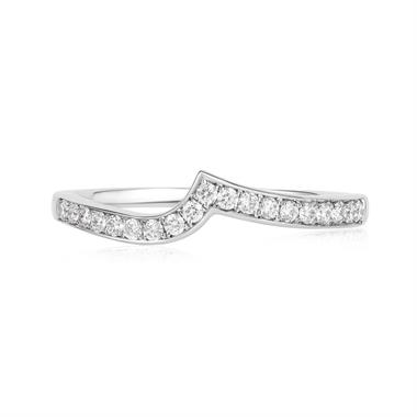 Platinum Diamond Set Shaped Wedding Ring 0.25ct thumbnail