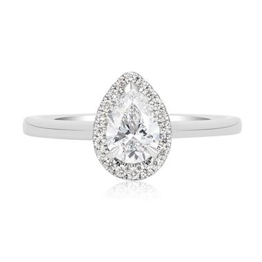 Platinum Pear Shape Diamond Halo Engagement Ring 0.85ct thumbnail