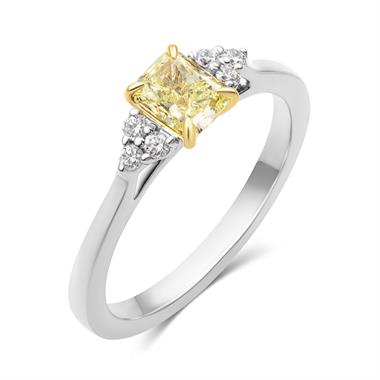 Platinum Yellow Radiant Diamond Engagement Ring 0.60ct thumbnail