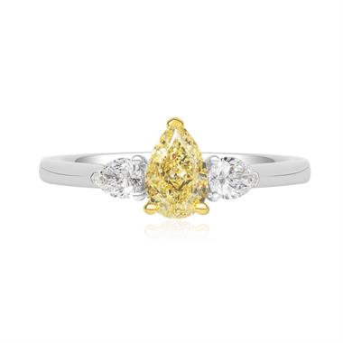 Platinum Yellow Pear Diamond Engagement Ring 0.78ct thumbnail