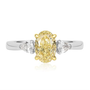 Platinum Oval Yellow Diamond Engagement Ring 1.30ct thumbnail