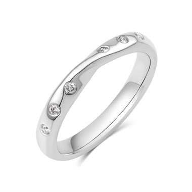 Platinum Diamond Set Crossover Wedding Ring 0.09ct thumbnail