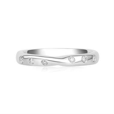Platinum Diamond Set Crossover Wedding Ring 0.09ct thumbnail