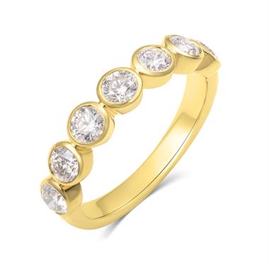 18ct Yellow Gold Bezel Set Diamond Half Eternity Ring 1.05ct thumbnail