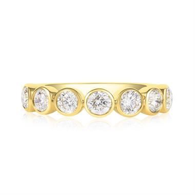18ct Yellow Gold Bezel Set Diamond Half Eternity Ring 1.05ct thumbnail