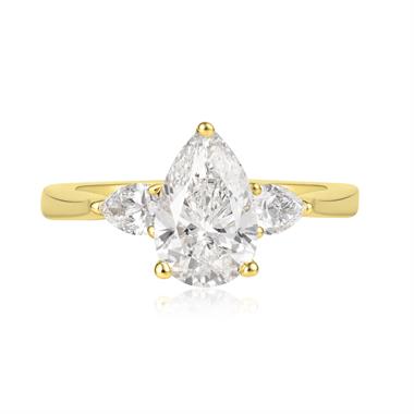 18ct Yellow Gold Lab Grown Pear Diamond Engagement Ring 1.50ct thumbnail