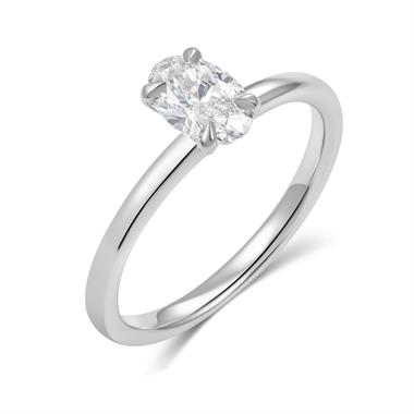 Platinum Oval Cut Diamond Solitaire Engagement Ring 0.60ct thumbnail