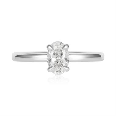 Platinum Oval Cut Diamond Solitaire Engagement Ring 0.60ct thumbnail