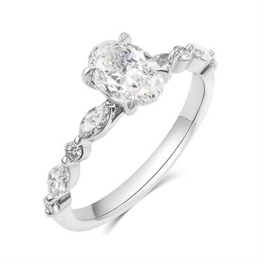 Platinum Oval Diamond Engagement Ring 1.00ct thumbnail 