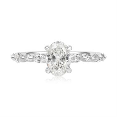 Platinum Oval Diamond Engagement Ring 1.00ct thumbnail