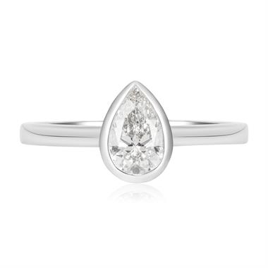 Platinum Bezel Set Pear Diamond Solitaire Engagement Ring 0.80ct thumbnail