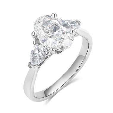 Platinum Lab Grown Oval Diamond Engagement Ring 2.00ct thumbnail