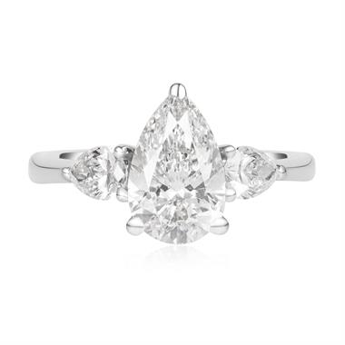 Platinum Lab Grown Pear Diamond Engagement Ring 2.00ct thumbnail