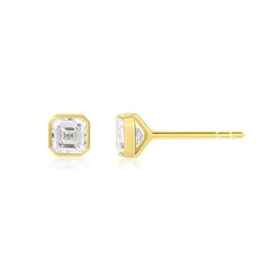 18ct Yellow Gold Asscher Cut Diamond Earrings 0.80ct thumbnail