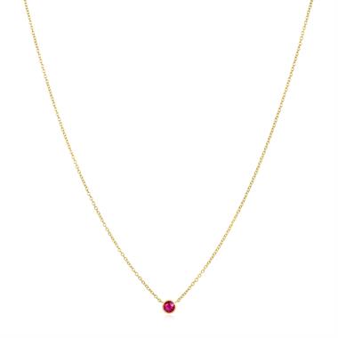 18ct Yellow Gold Ruby Solitaire Necklace thumbnail