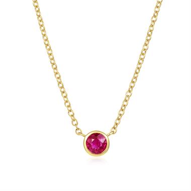 18ct Yellow Gold Ruby Solitaire Necklace thumbnail