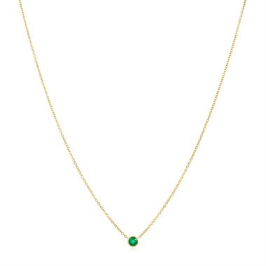 18ct Yellow Gold Emerald Solitaire Necklace thumbnail
