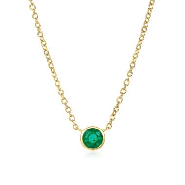 18ct Yellow Gold Emerald Solitaire Necklace thumbnail
