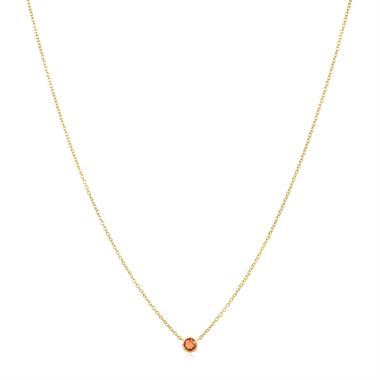 18ct Yellow Gold Orange Sapphire Solitaire Necklace thumbnail