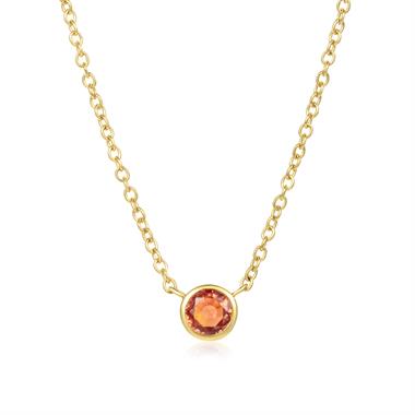 18ct Yellow Gold Orange Sapphire Solitaire Necklace thumbnail