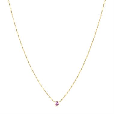 18ct Yellow Gold Pink Sapphire Solitaire Necklace thumbnail